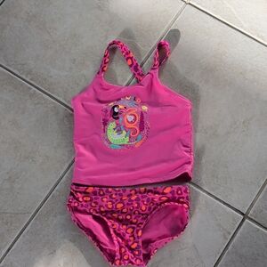 Pink Girls' Two-Piece Swim Set - Wild Print Girls Size 8 Bright Hot Pink Bikini